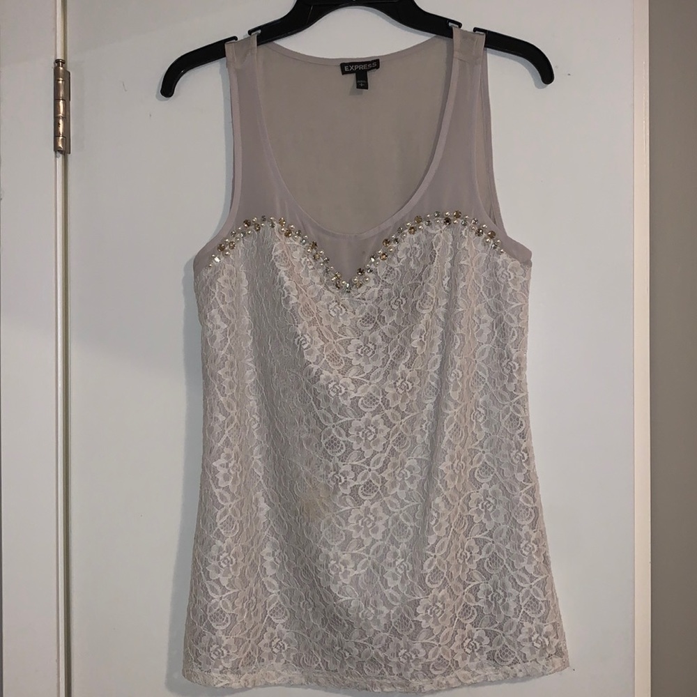 Express Lace Embellished Tank Top